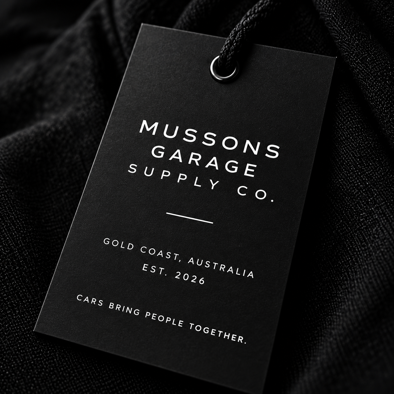 Mussons Garage Supply Co. swing tag detail